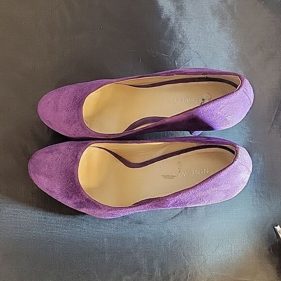 NINE WEST SUEDE ROUND TOE SLIP-ON WOMEN"S HIGH HEEL STILETTOS PUMP SHOES - Picture 10 of 16